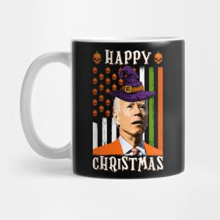 Happy Christmas Joe Biden Confused Pumpkin US Flag Halloween Mug